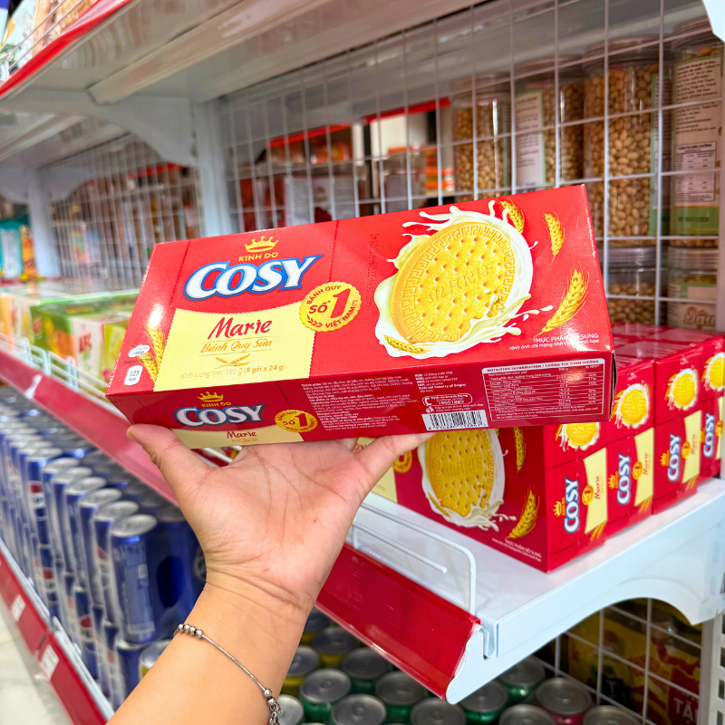 Kiểu bánh Marie vị sữa, hộp 192g tiện dùng hằng ngày