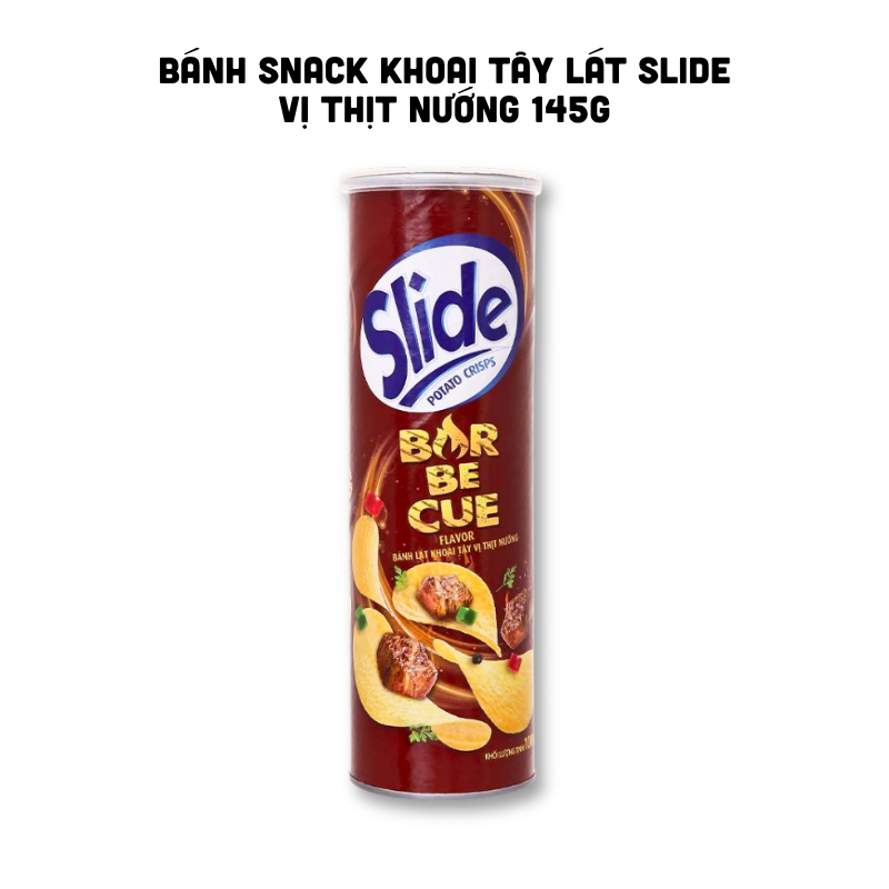 Snack Khoai Tây Lát Slide Vị Thịt Nướng Màu Nâu 145Gr (Hộp To)