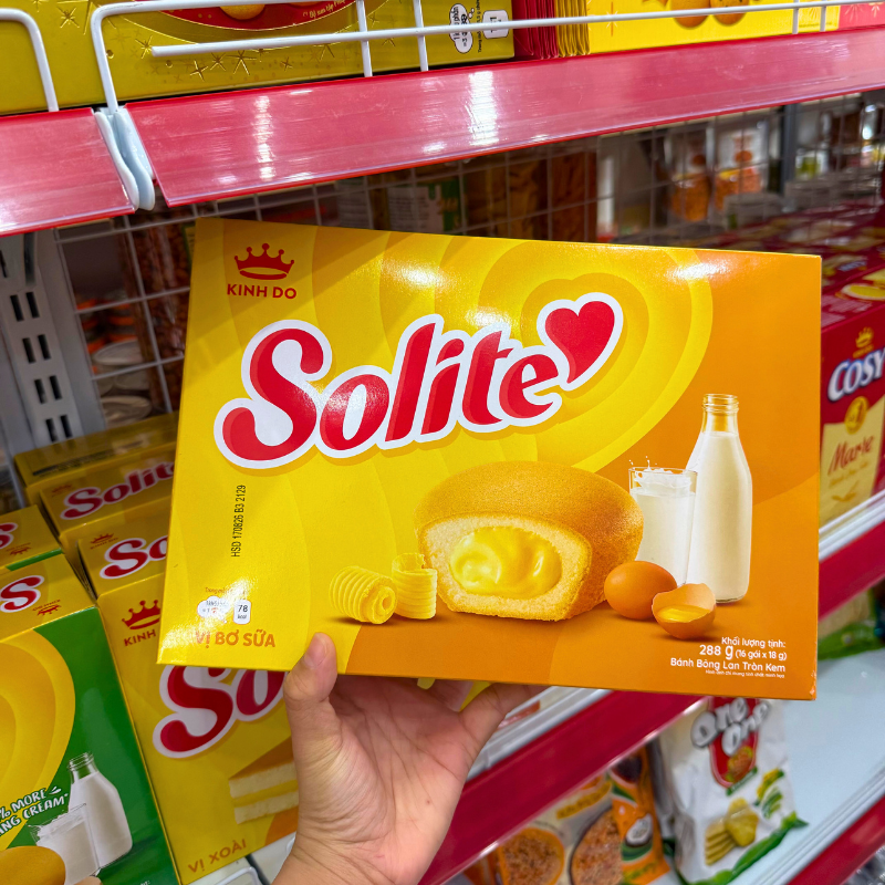 Thiết kế hộp giấy Solite tông vàng đặc trưng