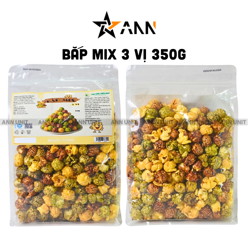Túi bắp mix 3 vị 350g đóng gói dạng zip