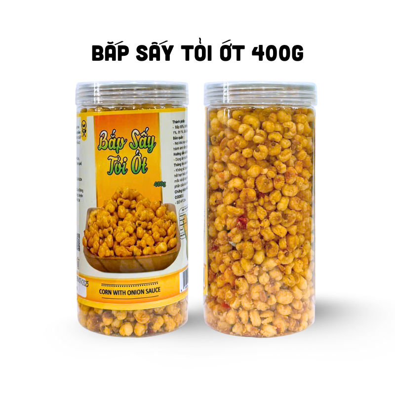 Hộp bắp sấy tỏi ớt quy cách 400g