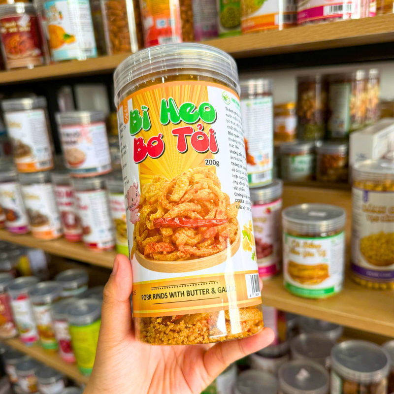 Mặt trước hộp với tên sản phẩm và quy cách 200g