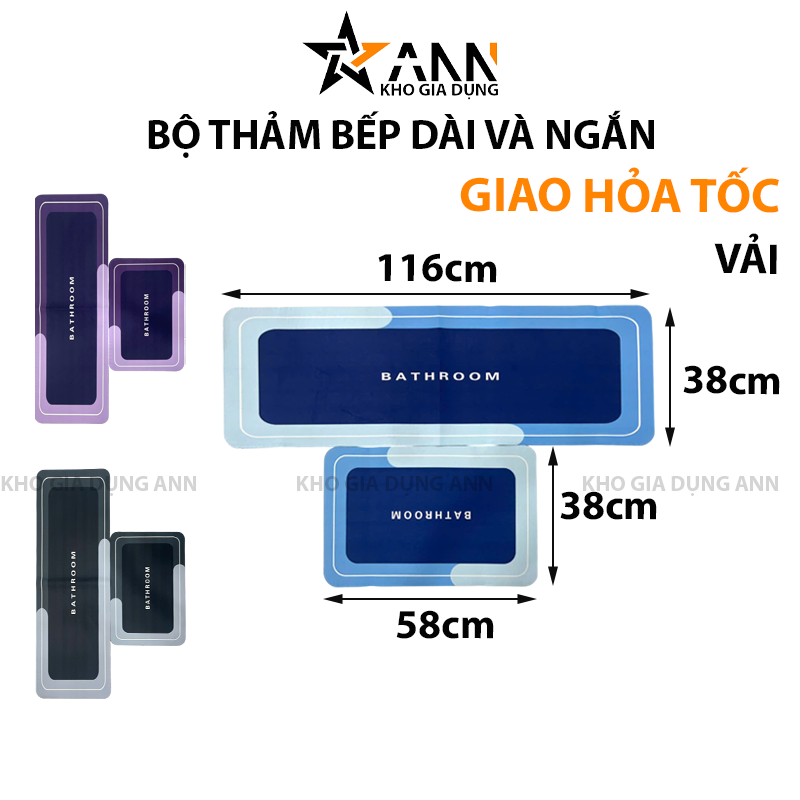 Hình minh họa bộ gồm thảm dài và thảm ngắn kèm kích thước