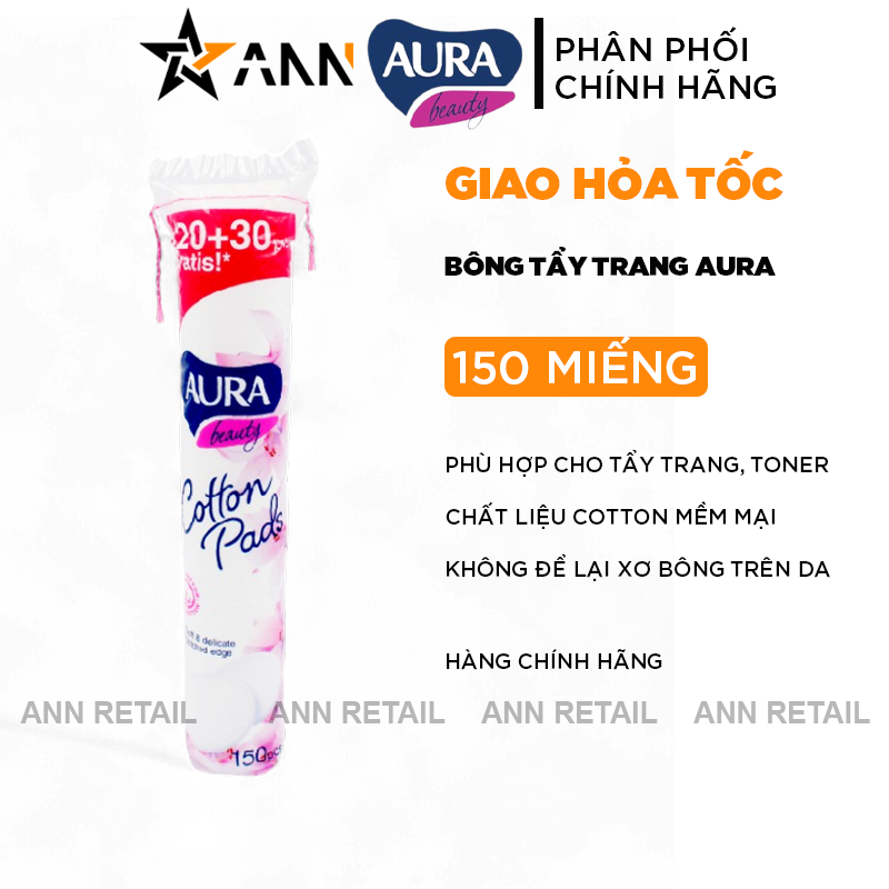 Hình ảnh sản phẩm bông tẩy trang Aura 150 miếng