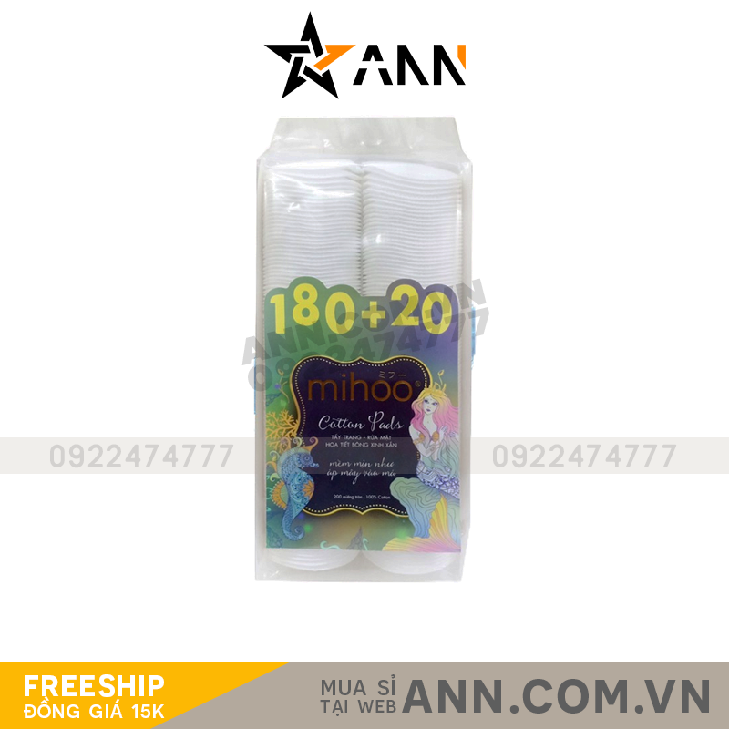 Bông Tẩy Trang Mihoo 100% Cotton 200 Miếng
