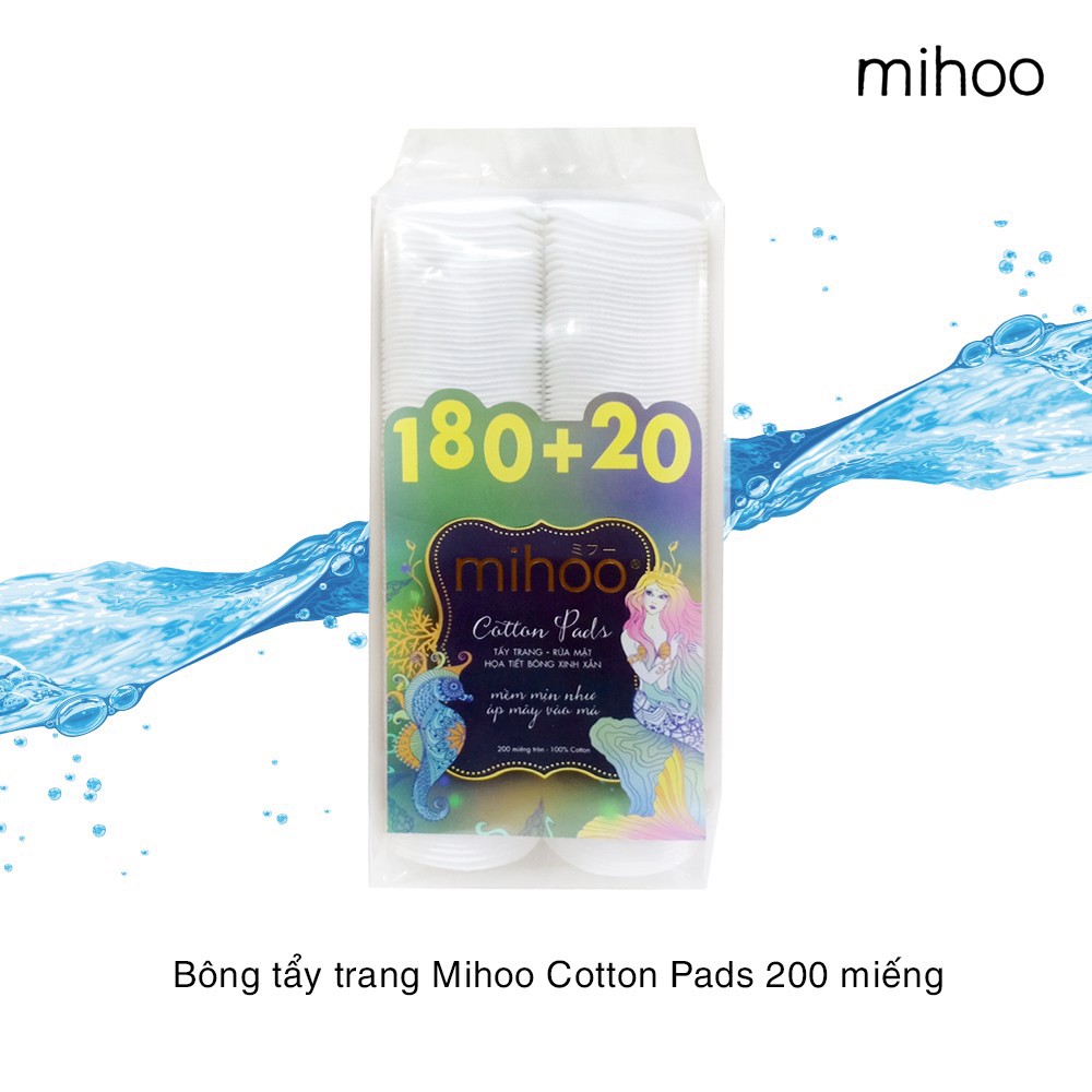 Bông Tẩy Trang Mihoo 100% Cotton 200 Miếng