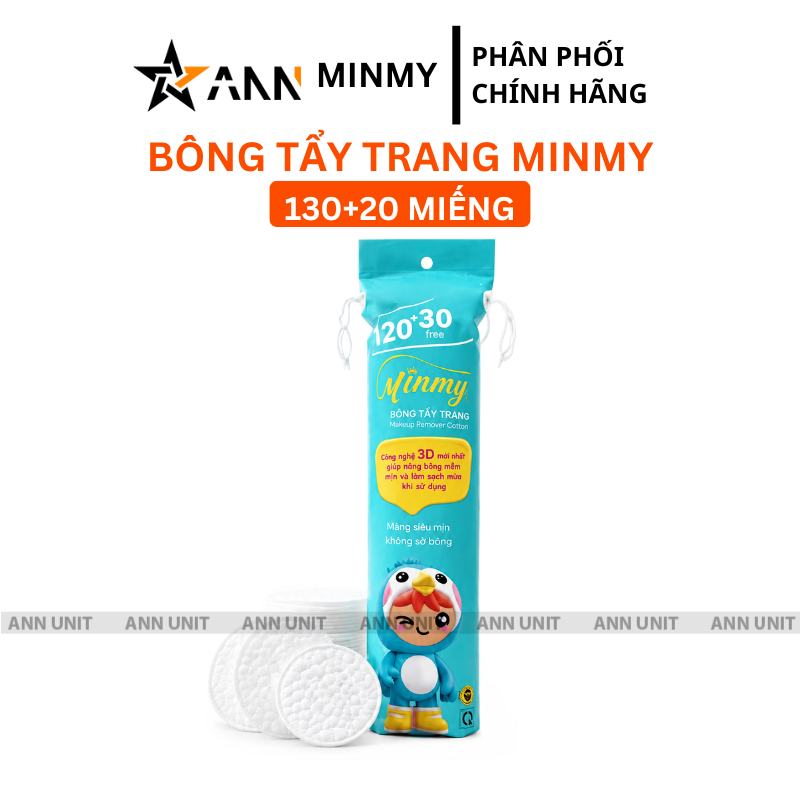 Bông Tẩy Trang Minmy Xanh 130 + 20 Miếng