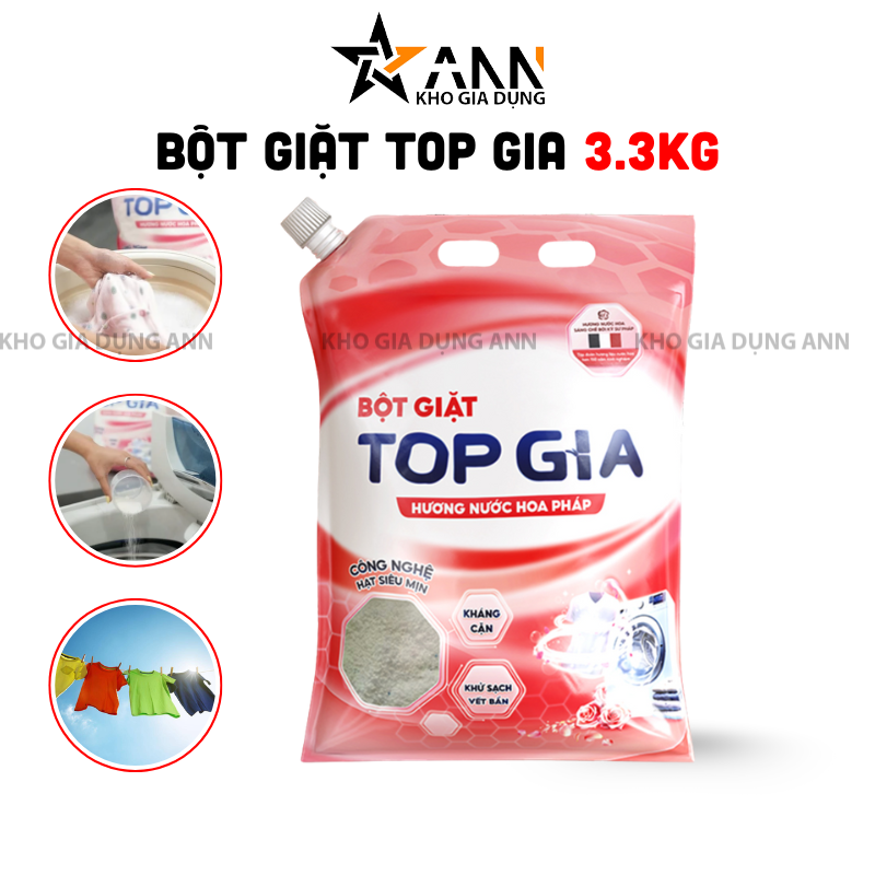 Bao bì sản phẩm Top Gia 3.3kg với hương nước hoa Pháp