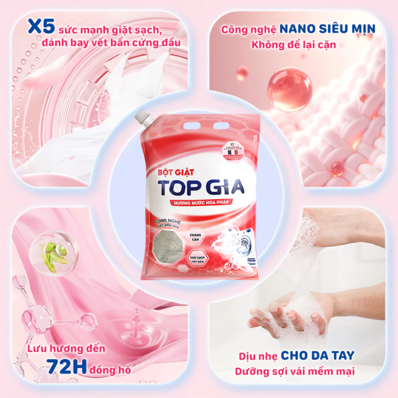 Bột Giặt Top Gia 3.3kg Hương Nước Hoa Pháp