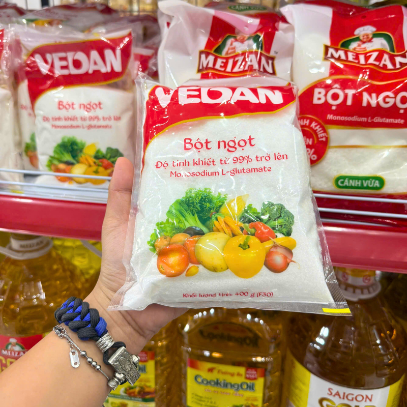 Mặt trước bao bì với thông tin độ tinh khiết từ 99% trở lên