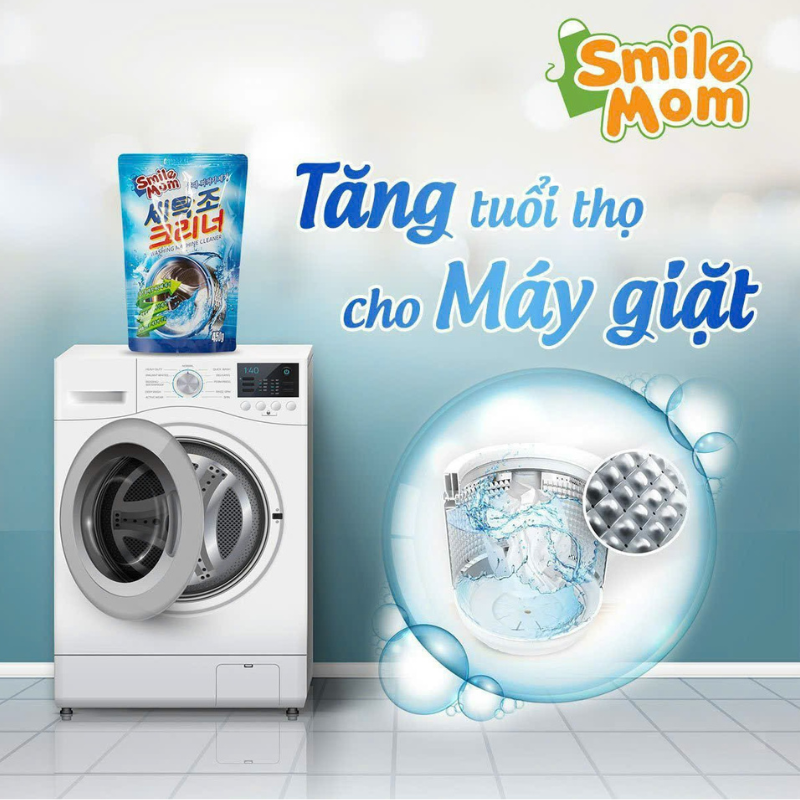 Smile Mom Bột Tẩy Vệ Sinh Lồng Máy Giặt 450g