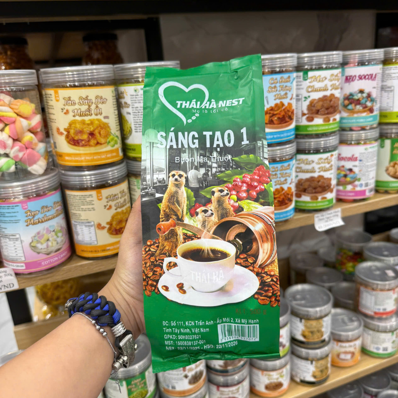 Hình ảnh Cà Phê Chồn Buôn Ma Thuột Sáng Tạo 1 - Cà Phê Chồn Thái Hà Nest Màu Xanh Lá 500g trong bộ sưu tập Thái Hà Nest