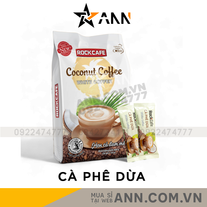 Cà Phê Dừa White Coffee RockCafe Túi 30 Gói