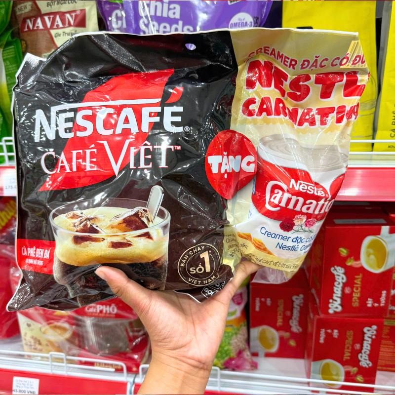 Hình ảnh combo: bịch cà phê và gói creamer tặng kèm