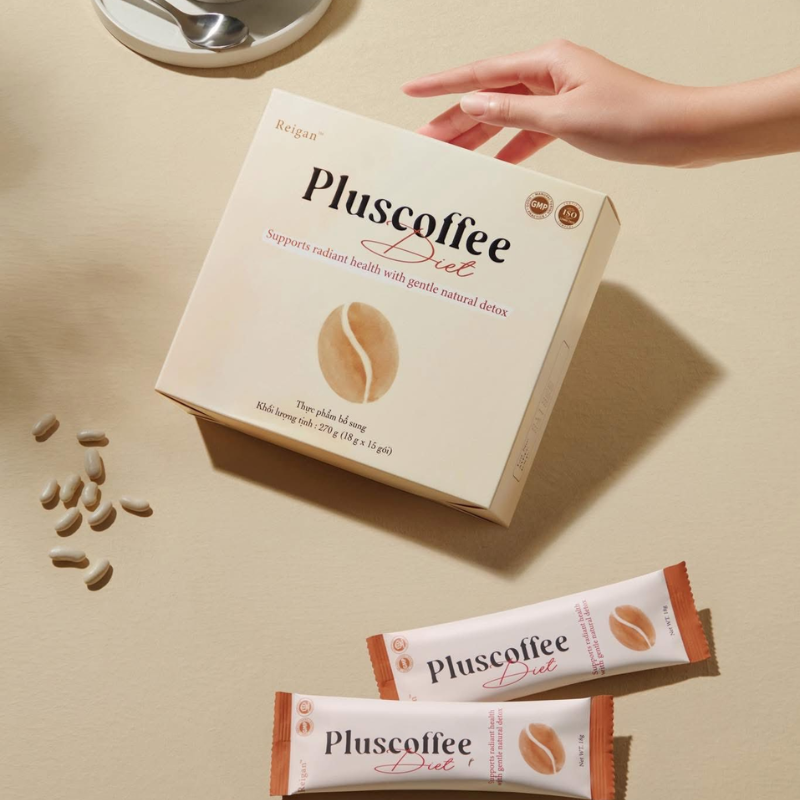 Cà Phê Hỗ Trợ Kiểm Soát Cân Nặng Pluscoffee Diet Reigan 270g (18g x 15 Gói)
