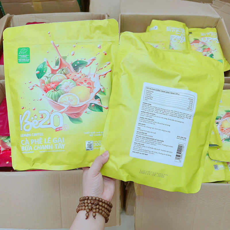 Cà Phê Lê Gai Bứa Chanh Tây Be20 300g (10g x 30 Gói) - Bịch Vàng