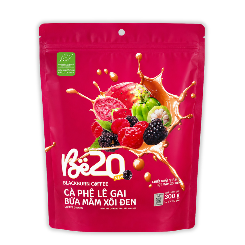 Cà Phê Lê Gai Bứa Mâm Xôi Đen Be20 300g (10g x 30 Gói) - Bịch Hồng phù hợp để tham khảo khi chọn Cà phê, trà, mật ong