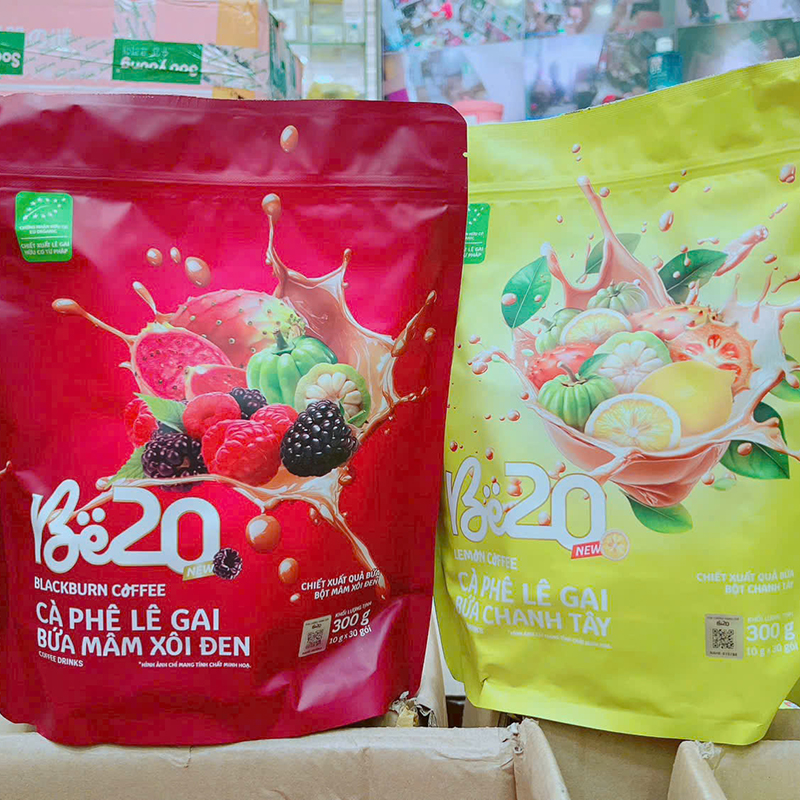 Cà Phê Lê Gai Bứa Mâm Xôi Đen Be20 300g (10g x 30 Gói) - Bịch Hồng