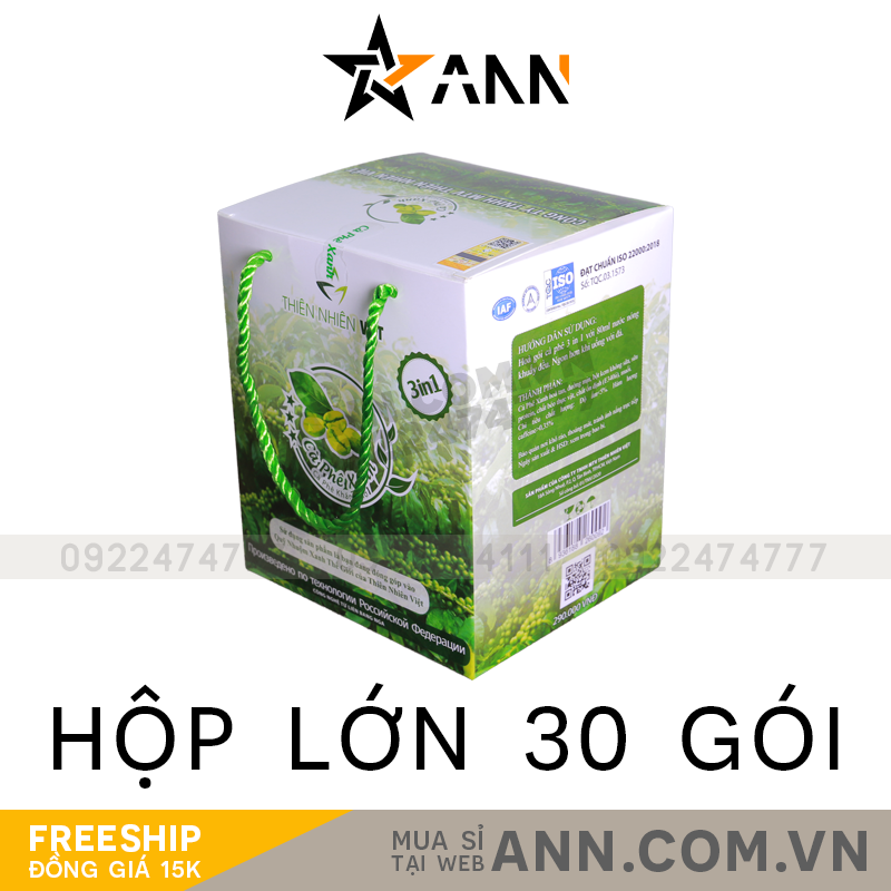 Cà Phê Xanh Thiên Nhiên Việt Hộp Lớn 30 Gói