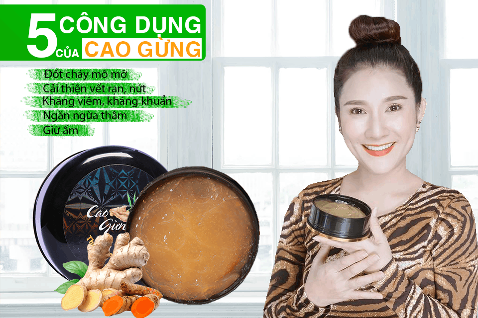 Chất gel cao gừng và gợi ý công dụng trên hình