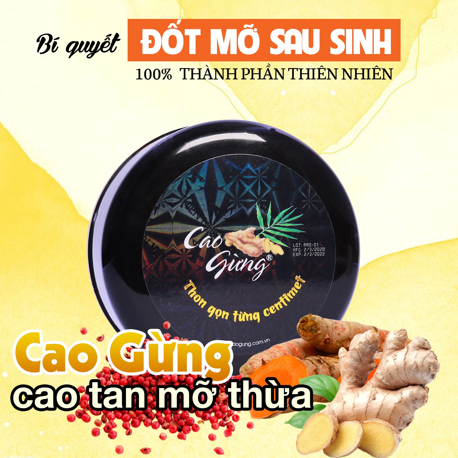 Hình ảnh hũ sản phẩm cao gừng thực tế