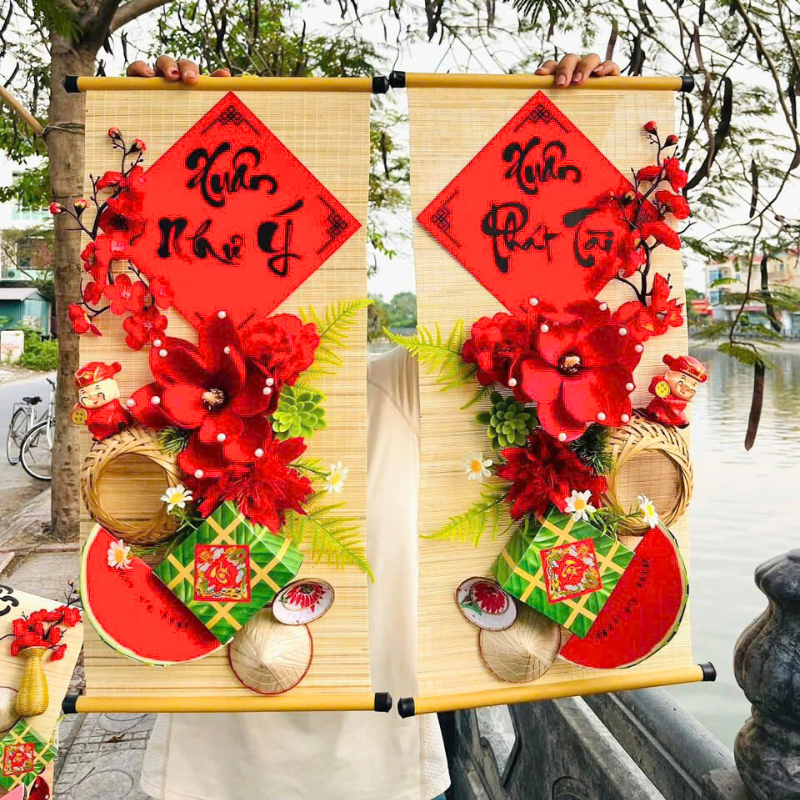 Cặp 2 Mành Tre Dài Ráp Sẵn Trang Trí Tết - Phên Tre Lớn