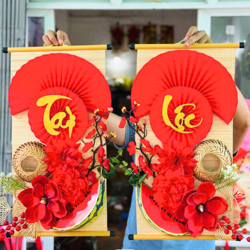 Cặp 2 Mành Tre Dài Ráp Sẵn Trang Trí Tết - Phên Tre Lớn