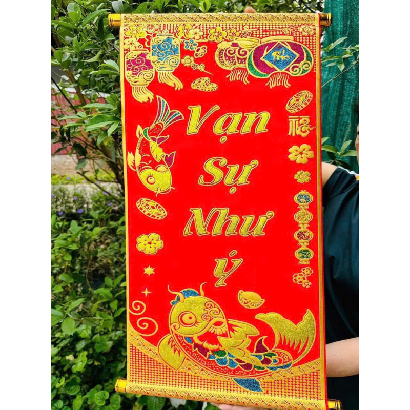 Mẫu “Vạn Sự Như Ý” tông đỏ truyền thống, trang trí không gian Tết
