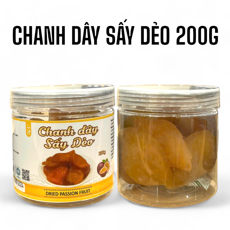 Hộp chanh dây sấy dẻo 200g với thiết kế nhựa trong suốt