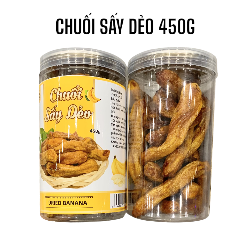 Hình ảnh tổng thể hộp chuối sấy dẻo 450g