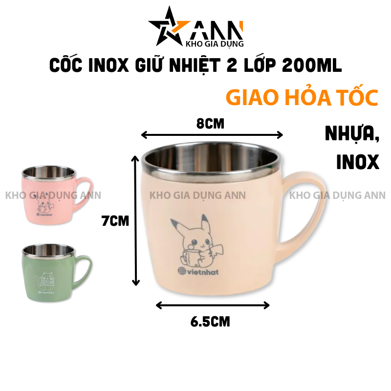 Ảnh minh họa kích thước và các màu của cốc