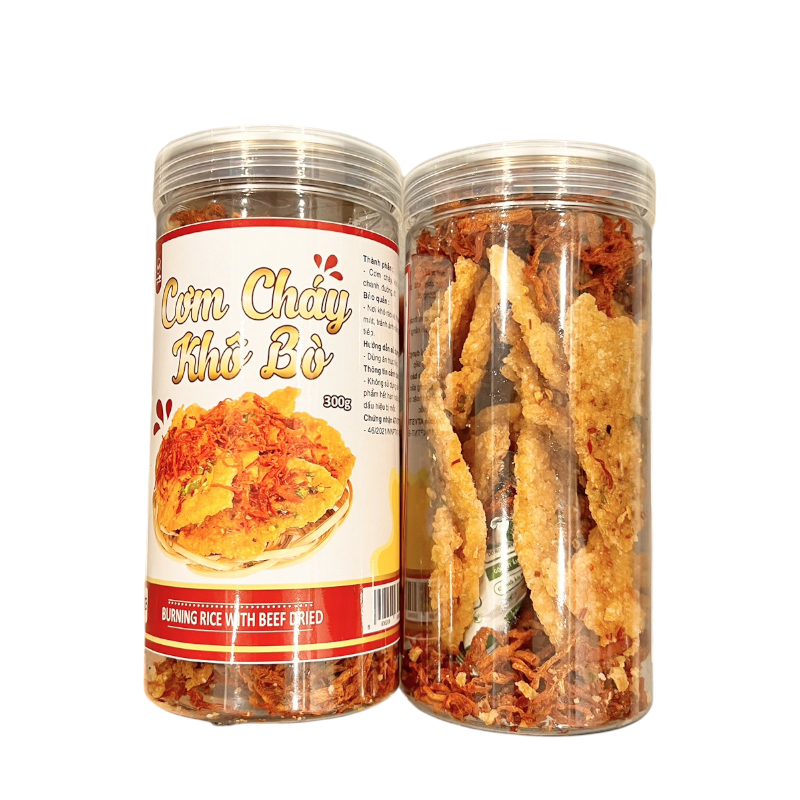Khám phá Cơm Cháy Lắc Khô Bò Loại Ngon 300g Hộp Pet thuộc nhóm Đồ ăn vặt tổng hợp
