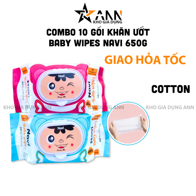 Combo 10 Bịt Khăn Giấy Ướt Lau Mặt Navi 100 Tờ 650g