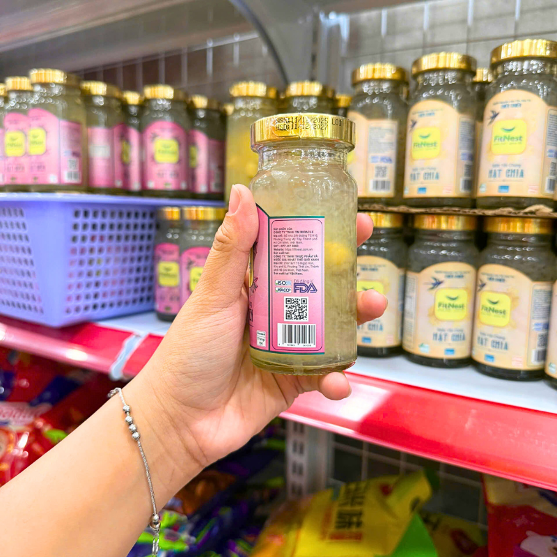Mặt sau hũ và kiểu bao bì thủy tinh nắp vặn