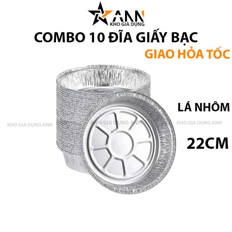 Combo 10 Đĩa Giấy Bạc Lót Nồi Chiên Không Dầu Lò Nướng 22cm