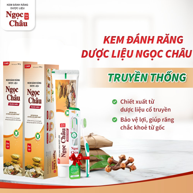 Bao bì dòng Truyền Thống với tuýp kem và bàn chải tặng kèm