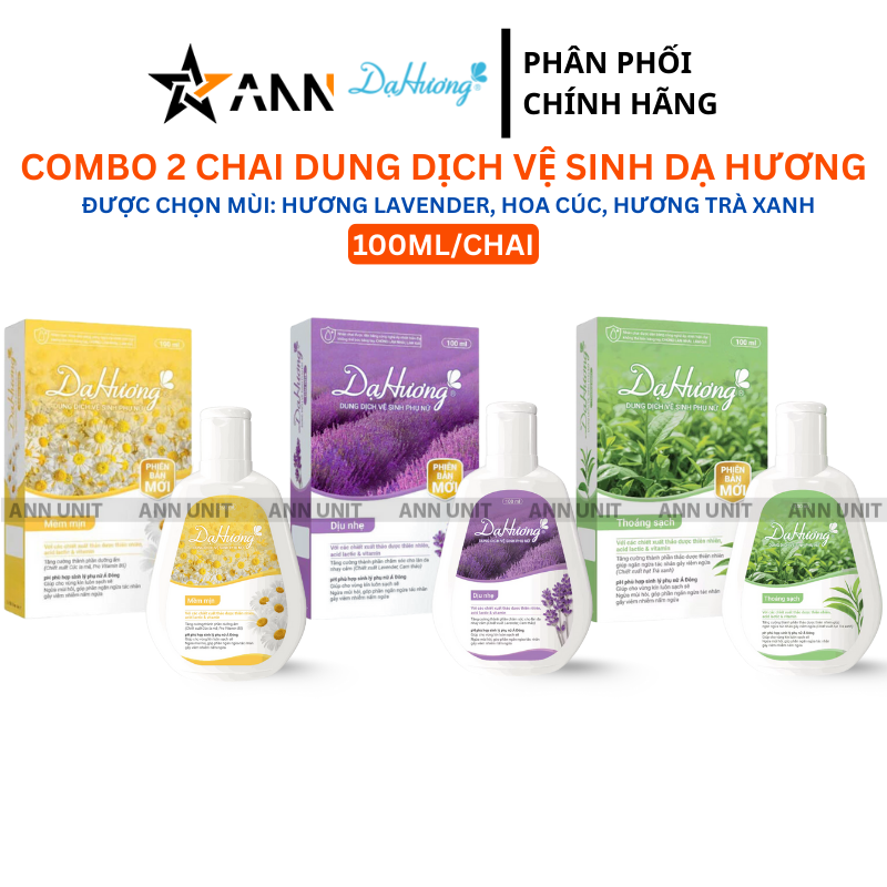 Combo 2 Chai Dung Dịch Vệ Sinh Dạ Hương 100ml - Hương Lavender, Hương Hoa Cúc, Hương Trà Xanh (Được Chọn Mùi)