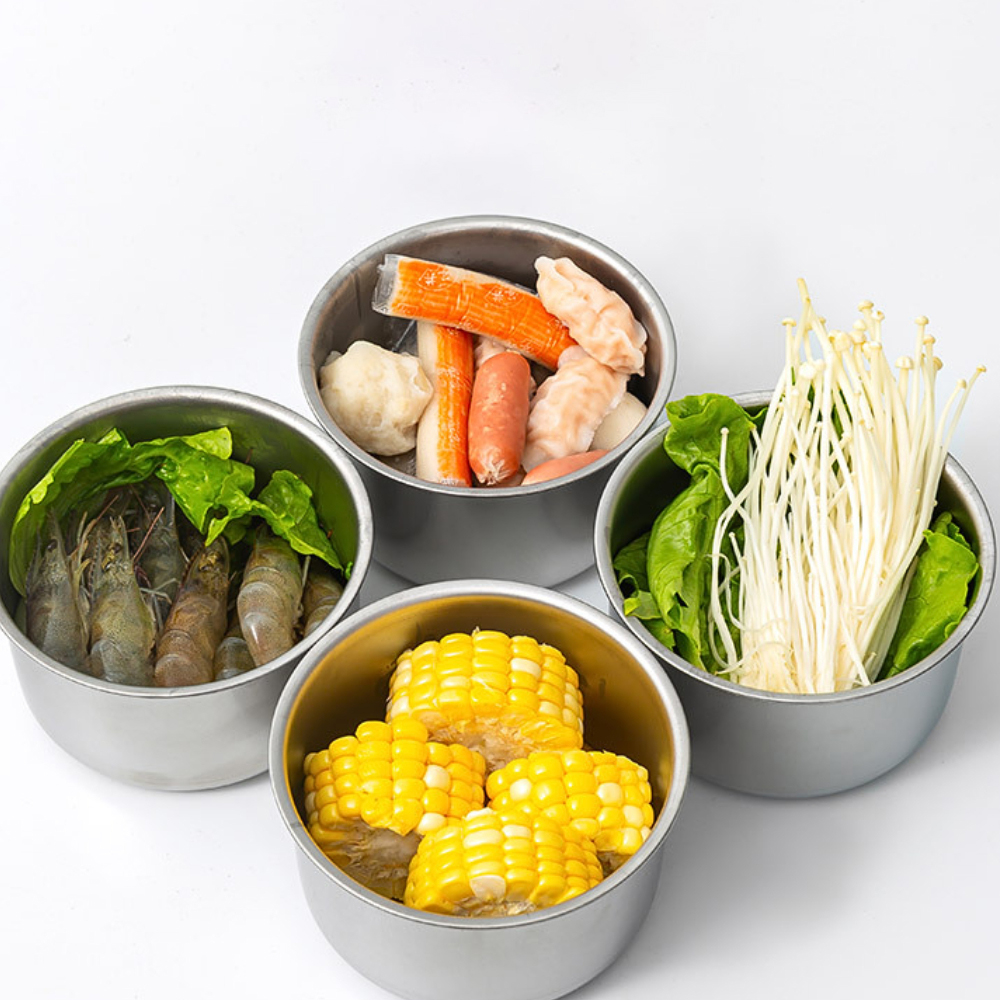 Combo 2 Hộp Inox Tròn Đựng Thực Phẩm Có Nắp Đậy 11x11x7cm