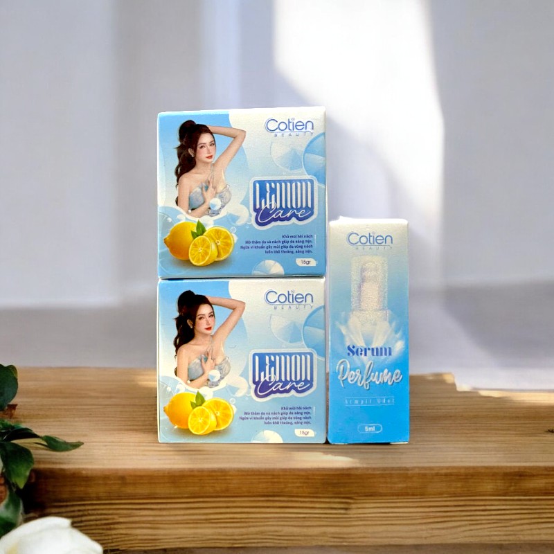 Combo 2 Hộp Kem Thâm Nách Lemon Care Màu Xanh Cotien Beauty Tặng Serum