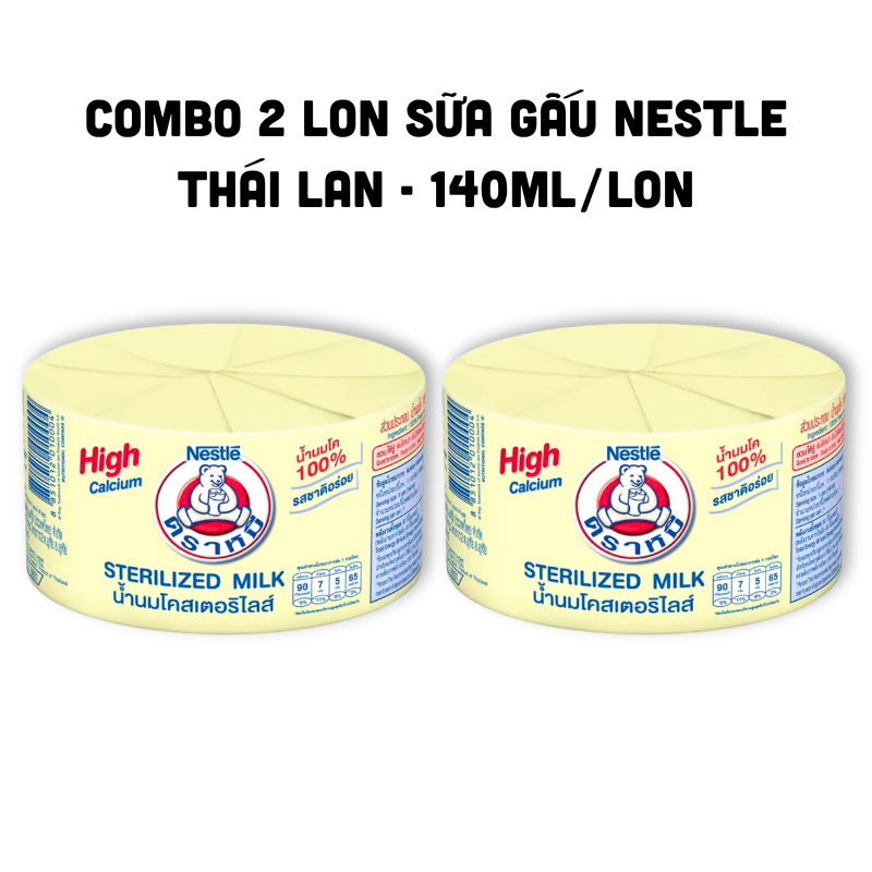 Combo 2 Lon Sữa Gấu Thái Lan Nestle Bear Vàng 140ml