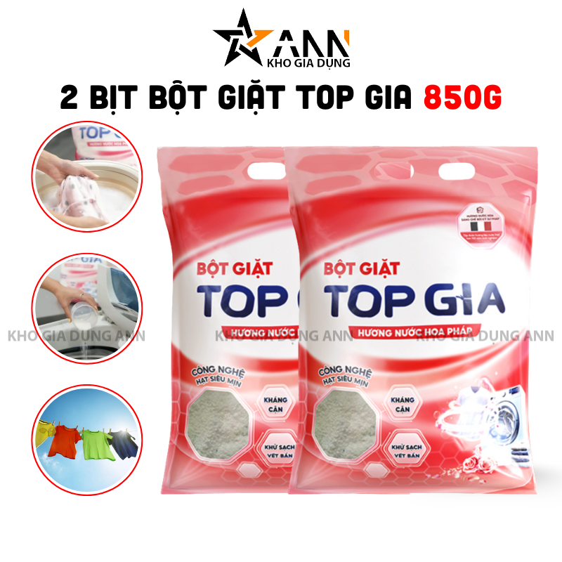 Hình sản phẩm combo 2 túi 850g với bao bì Top Gia màu hồng đỏ