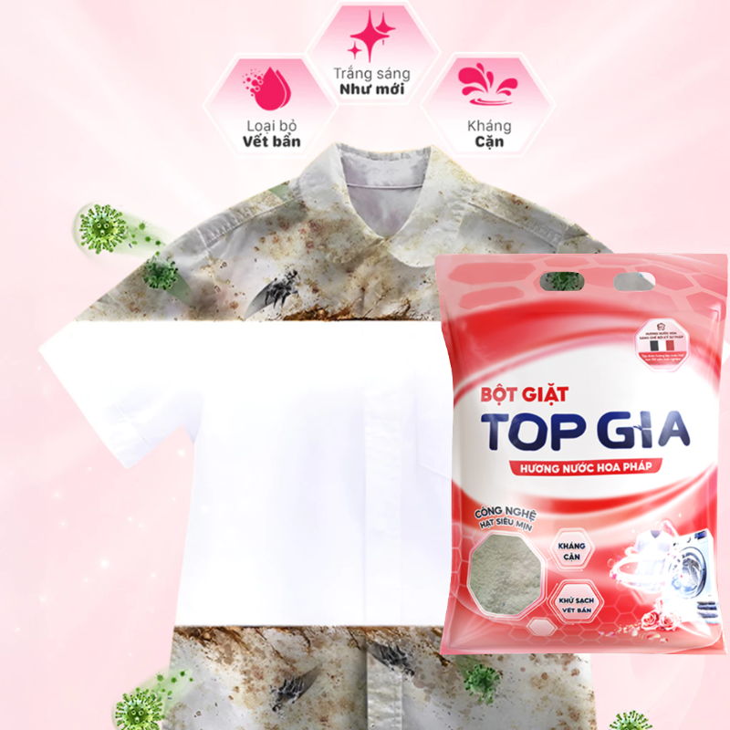Combo 2 Túi Bột Giặt Top Gia 850g Hương Nước Hoa Pháp