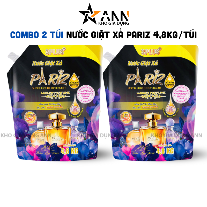 Combo 2 Túi Nước Giặt Xả Pariz Gold 4,8kg/Túi (2 Túi 9,6 Lít) - 4,8L