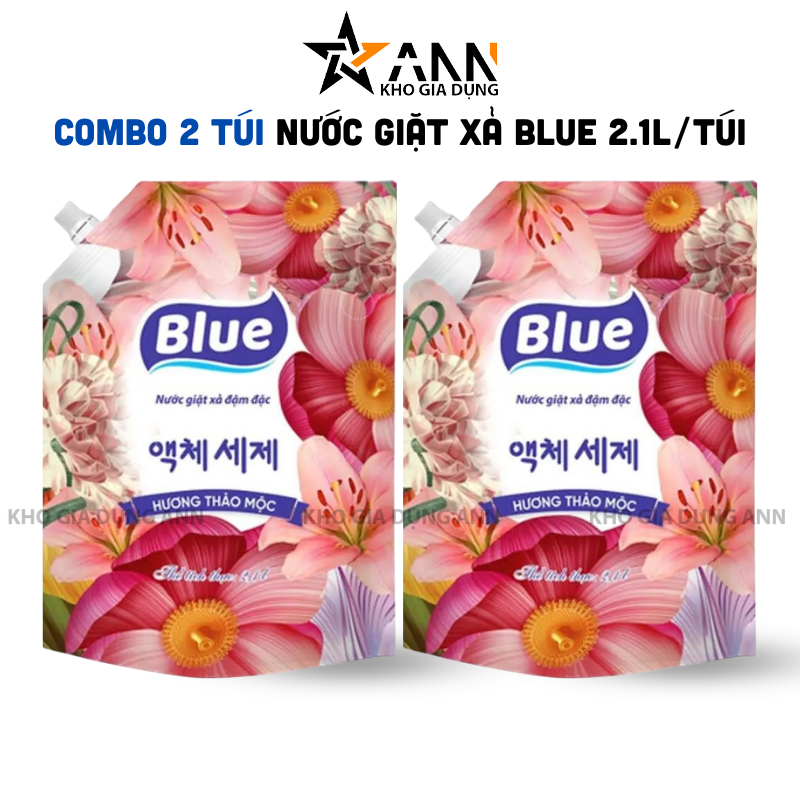 Combo 2 Túi Nước Giặt Xả Đậm Đặc Blue Hương Thảo Mộc 2,1L