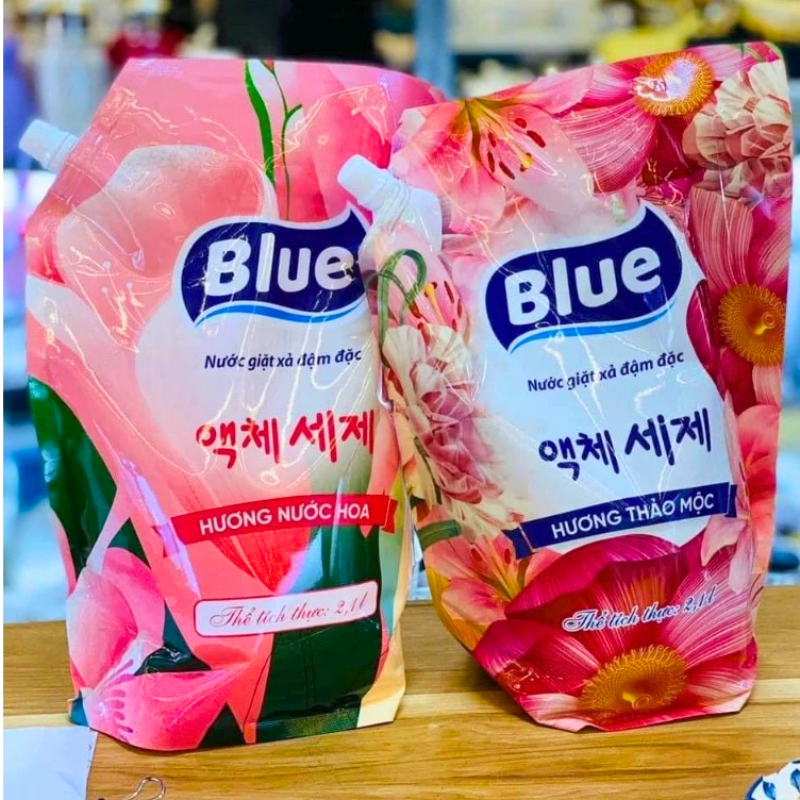 Combo 2 Túi Nước Giặt Xả Đậm Đặc Blue Hương Thảo Mộc 2,1L