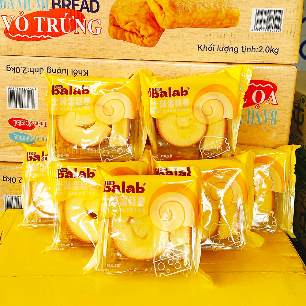 Combo 3 Cái Bánh Bông Lan Cuộn OBALAB 60g Vị Socola, Trà Xanh, Phô Mai