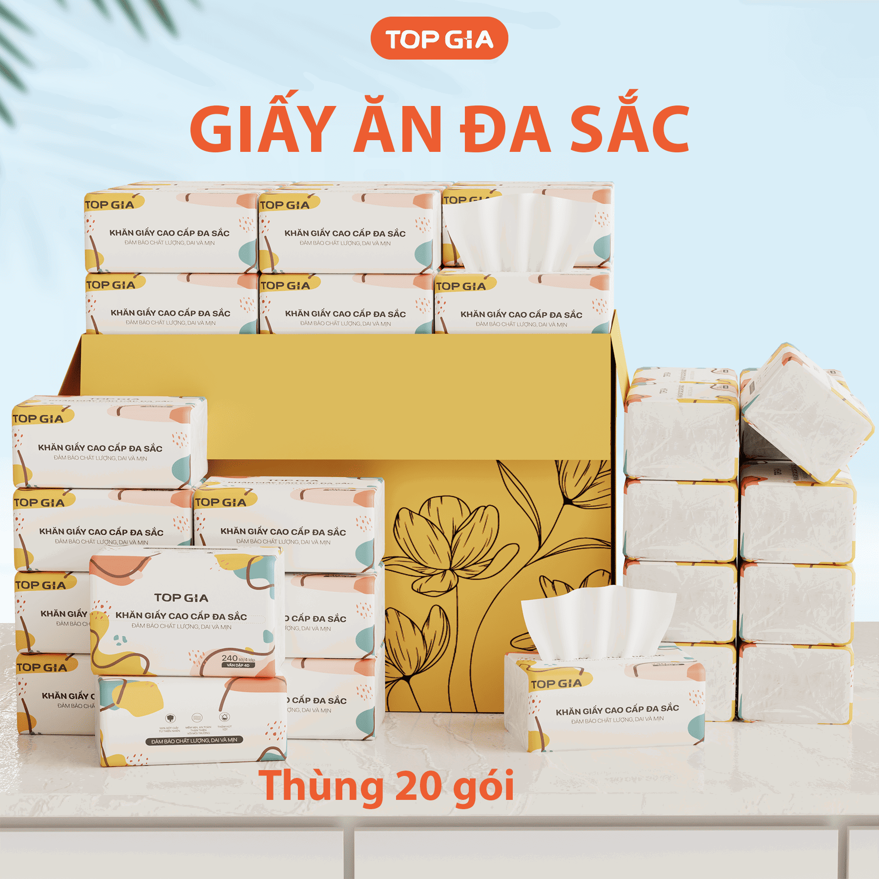 Combo 3 Gói Khăn Giấy Cao Cấp Đa Sắc Top Gia