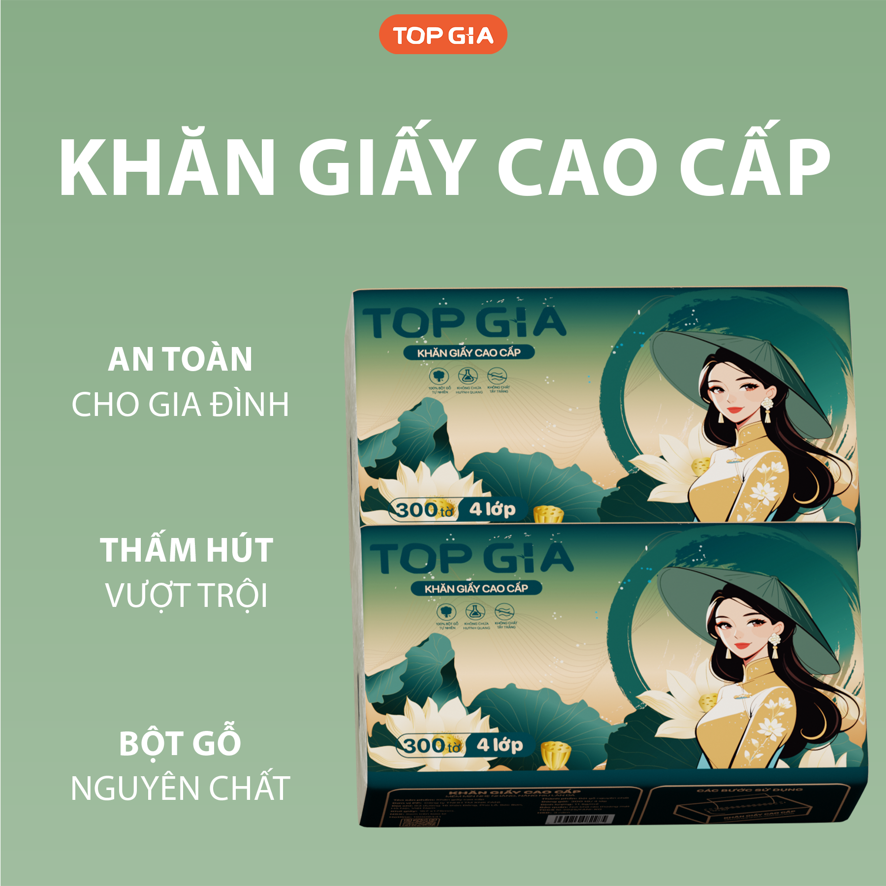 Bao bì nhấn mạnh đặc tính mềm mịn và dùng bột gỗ nguyên chất