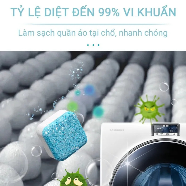 JIELILIANG Combo 3 Hộp Viên Tẩy Lồng Máy Giặt 12 Viên/Hộp 180g 9x8x5cm