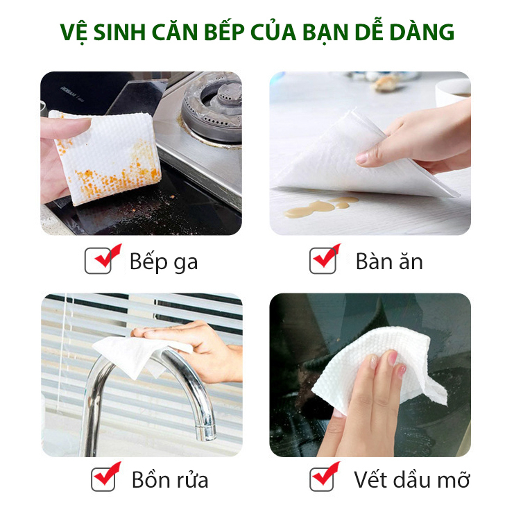 Minh họa các bề mặt có thể lau như bếp, bàn ăn và bồn rửa